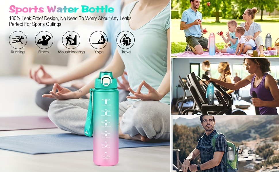 Aohan Water Bottle Bpa Free, Dishwasher Safe Leakproof Water Bottle With  Straw, Sports Bottle With Filter And Time Marker For Fitness Bike School  Office And Outdoor, With Cleaning Brush And Carton 