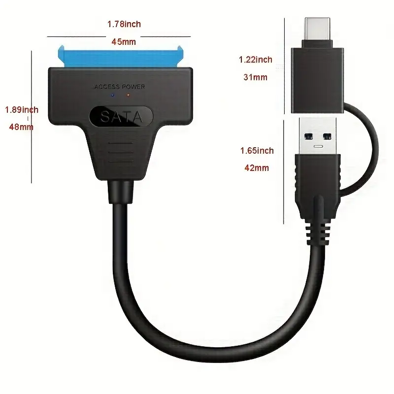 Câble SATA vers USB 3.0+Type C 2 en 1 pour disque dur de 2 5 - Temu France