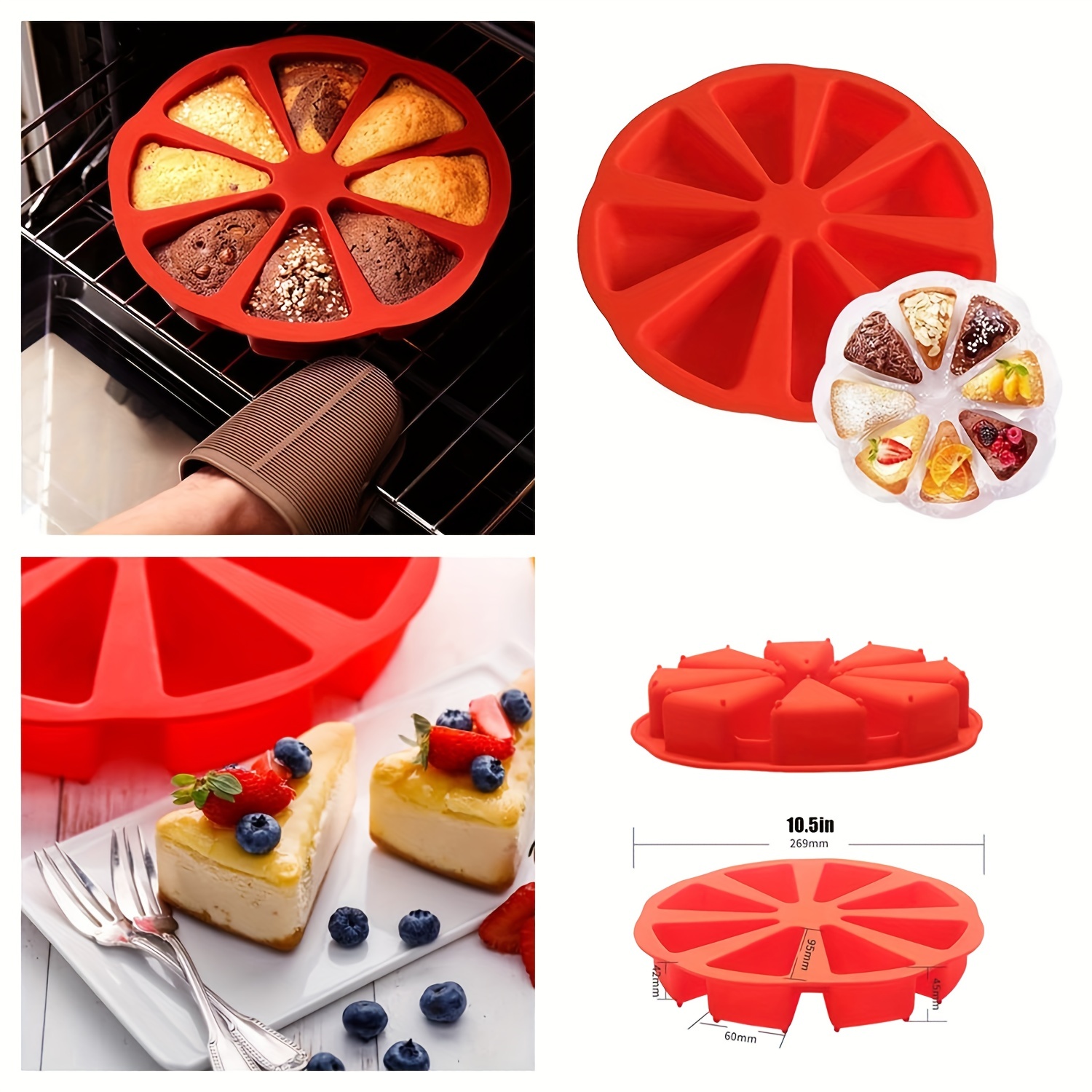 Silicone Cake Mold, Diy Bake Ware Large Non-stick 8 Triangle