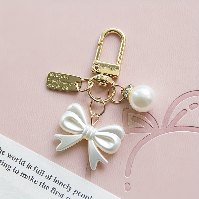 Valentine's Day Bow Real Rose Eternal Flower Pearl Chain Key Chain Creative  Rose Car Key Chain Bag Pendant Gift - Temu