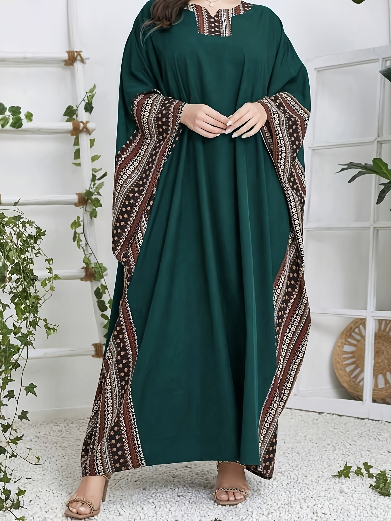 Plus Size Elegant Abaya Dress Vestido Kaftán Maxi Manga - Temu