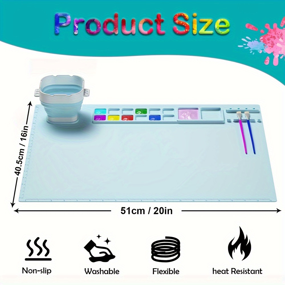 Silicone Art Mat, 20 X 16 Inch Silicone Craft Mat For Resin Casting, Silicone  Painting Mat With Cup