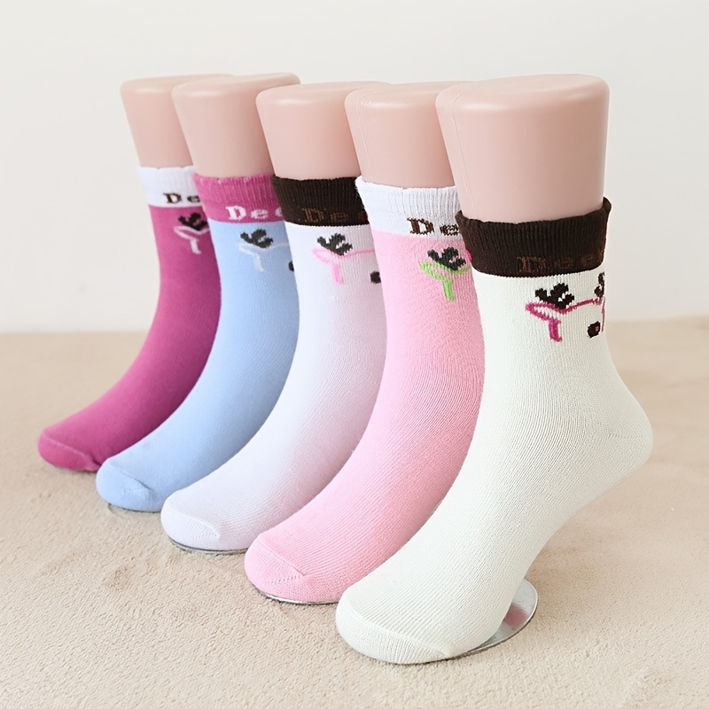 5/8 Pares Calcetines Rayas Sólidas Niños Cómodos - Temu