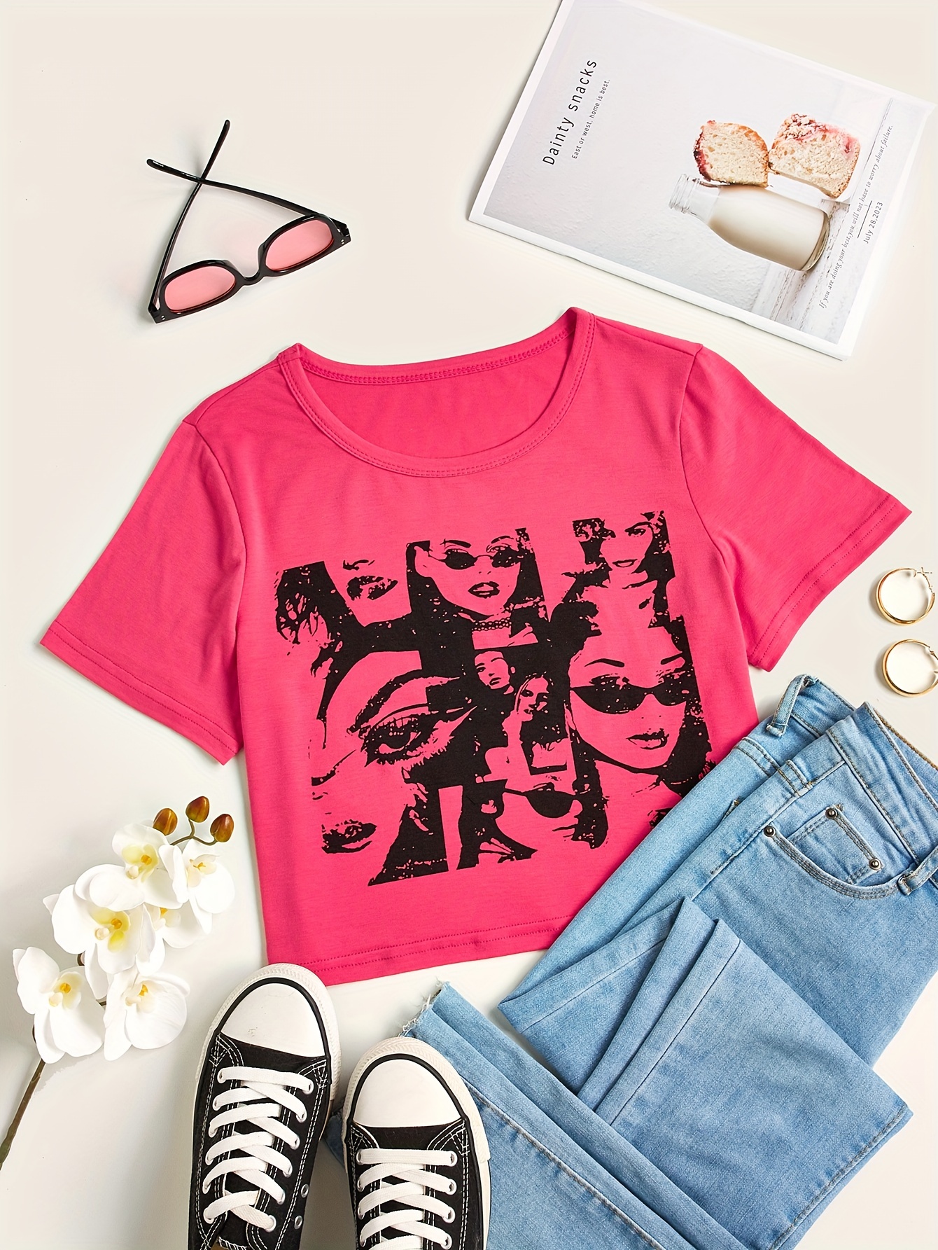 Buy T Shirts for Women Graphic Printed Tee Tops Short Sleeve Crewneck  Casual Loose Fit Workout Y2k Shirt T-Shirts Online at desertcartKUWAIT
