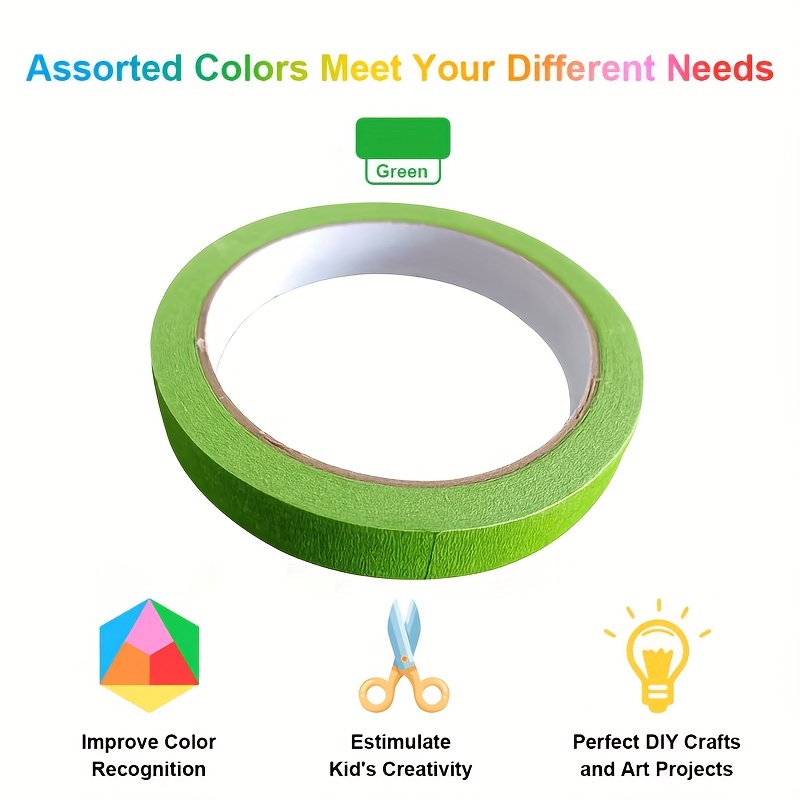Colored Masking Tape, 6 Rolls of 21.87 Yards×0.59 Inch Crafts Labeling  Paper Tape, Colorful Marking Painters Tape for DIY Art Supplies, Home