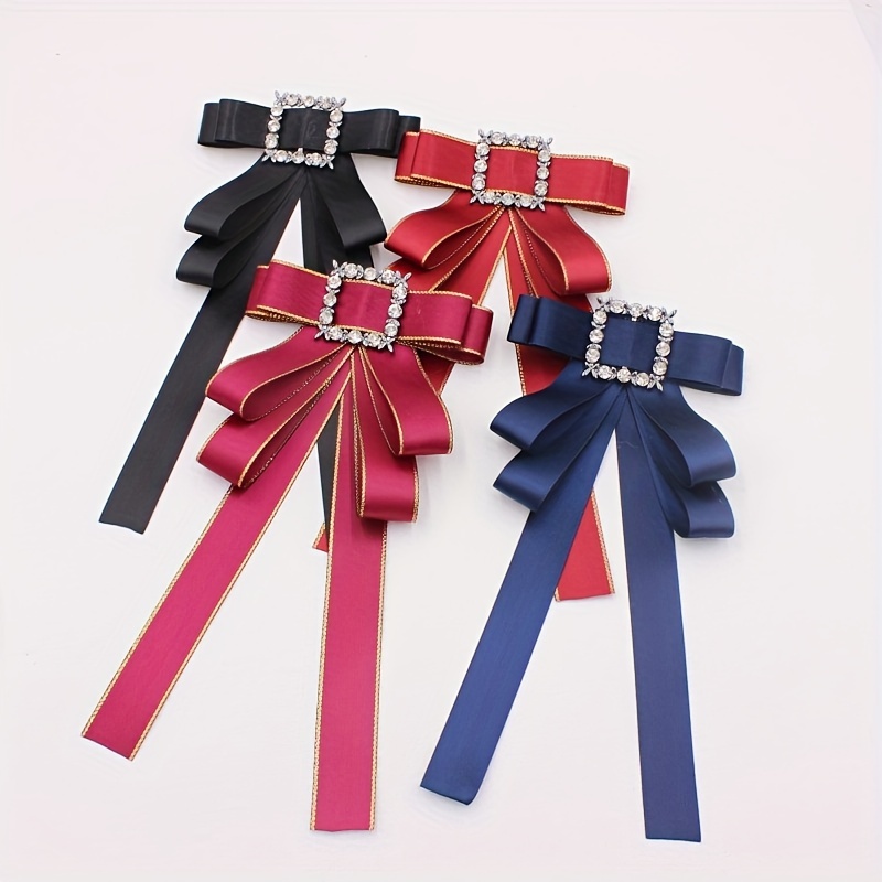 Faux Pearl Bow Tie Ribbon Brooch Bow Tie Women College - Temu
