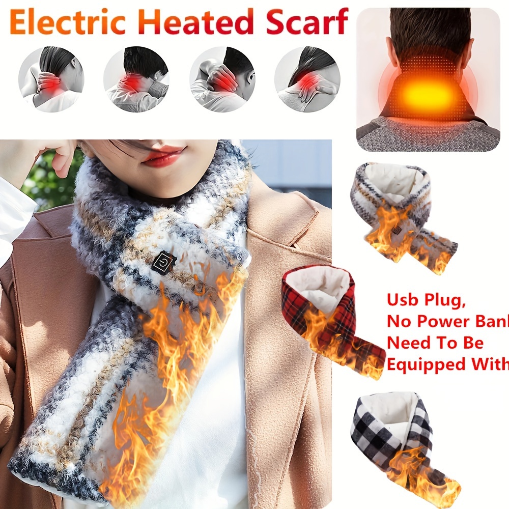 Echarpe chauffante électrique Femmes Écharpe chauffante USB avec coussin  chauffant pour le cou Châle lavable Cou doux et chaud pour hommes
