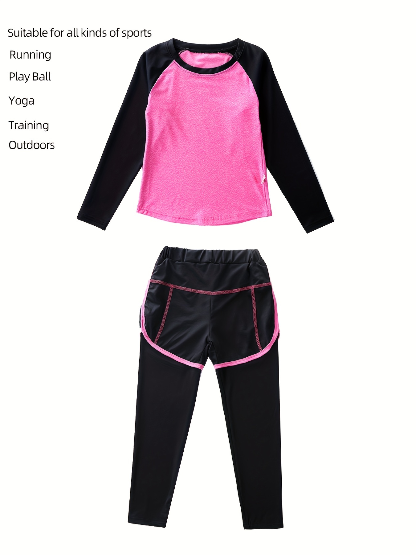 Girls' Sports Suit Casual Long Sleeve Top Pants Set Kids - Temu Japan