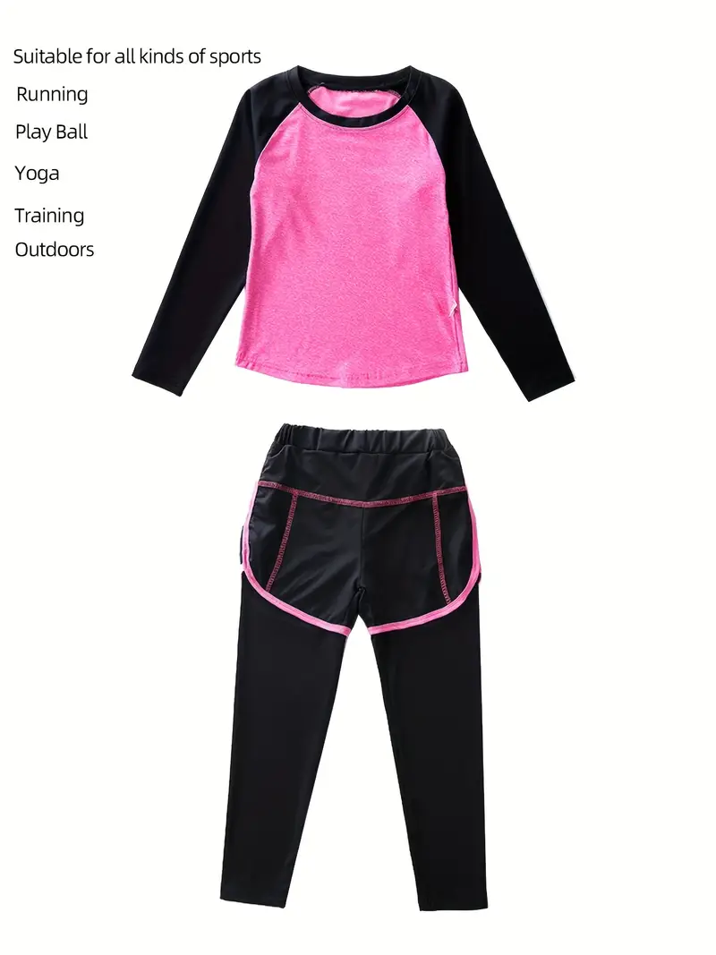 Girls' Sports Suit Casual Long Sleeve Top Pants Set Kids - Temu Saudi Arabia