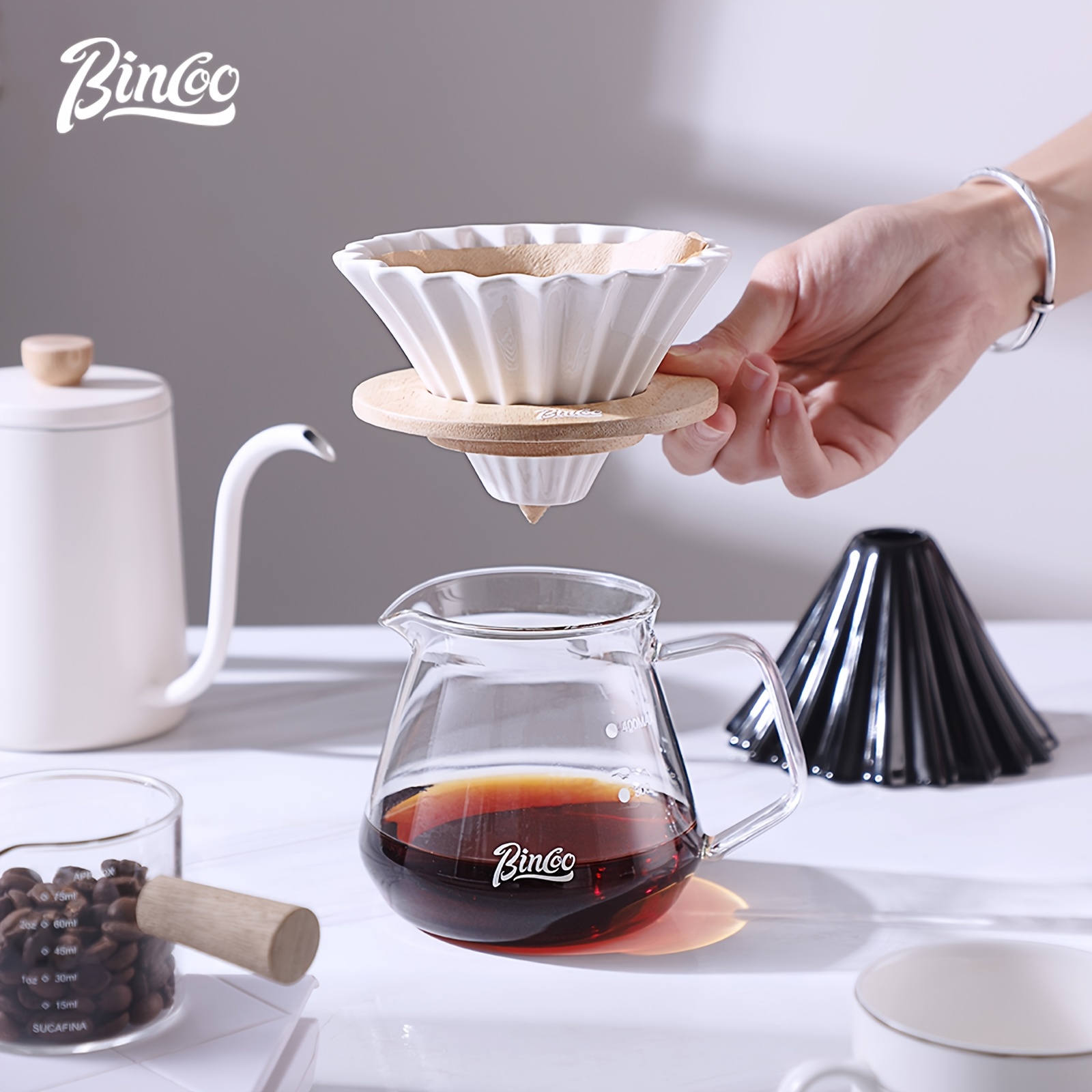 Bincoo Ceramic Pour Over Coffee Dripper Slow Accessories For Home Cafe And Restaurants Easy Manual Brew Coffee Maker Gift For Coffee Lovers Makes 1 3 Cups | Shop Now For