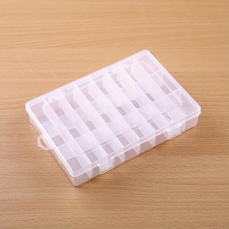 4 Pcs 24 Grids 7.5 Inch x 5.1 Inch Adjustable Small Removable Clear Plastic  Jewelry Organizer Divider Storage Box Jewelry Earring Tool Containers