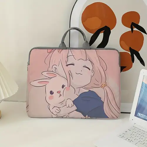 Cute Bunny Laptop Bag for 14-15.6 Inch Laptop Tablet Polka Dots Protective  Computer Bags with Shoulder Strap Slim Laptop Carrying Sleeve Case for