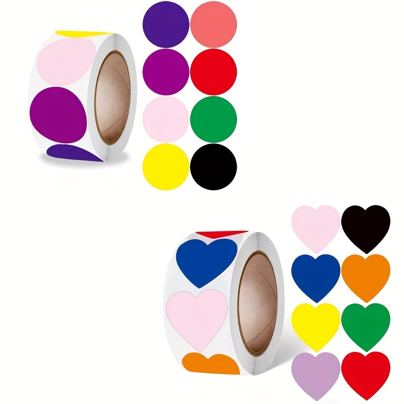 Colorful Heart Label Sticker Dots Kids Toy Stickers Decor - Temu