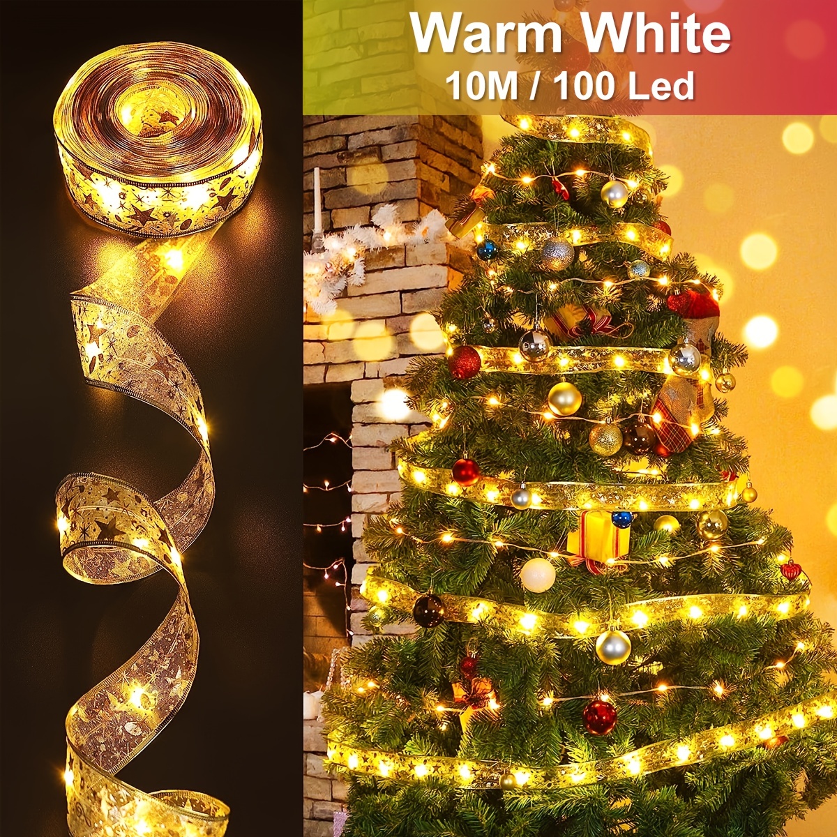 6ft LED Spiral Christmas Tree Light 100 LEDs Battery Powered