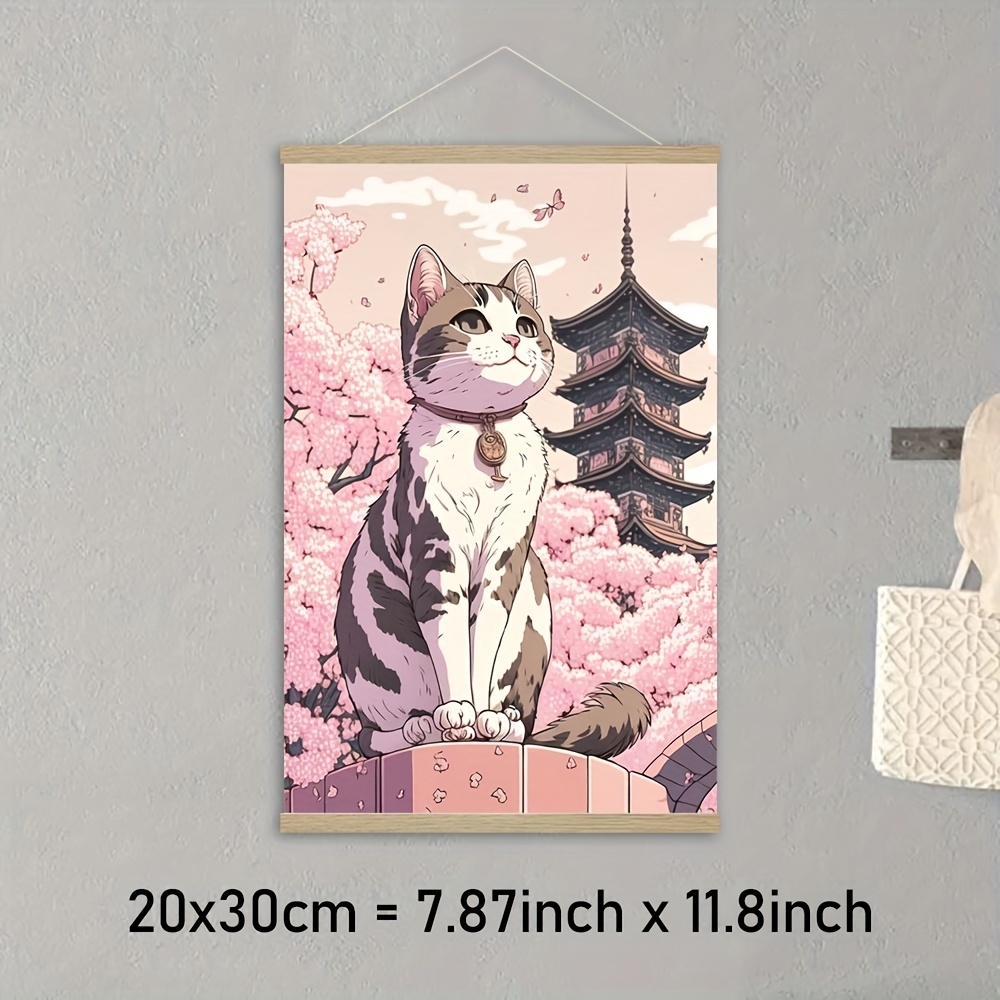 Cute Anime Cat Canvas Print Posters Kitty Cartoon Canvas - Temu