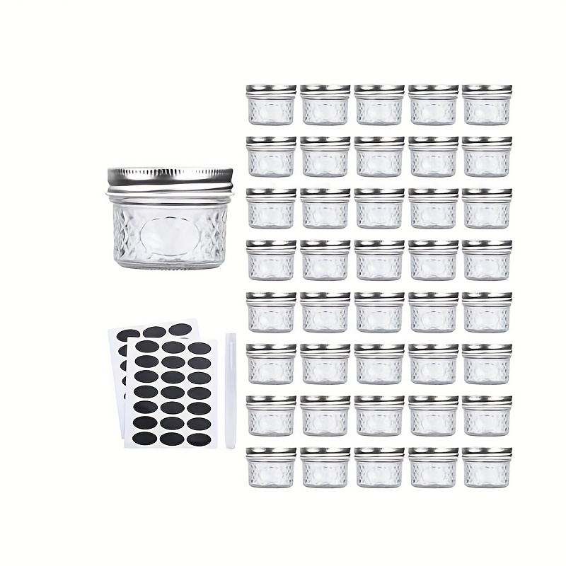 A2t55 Glass Jars With Regular Lids, Mason Jar With Airtight Lids, Clear  Glass Jar Ideal For Jam, Honey, Shower Favors, Fish Sauce All-in-one  Container With Silver Lid, Multipurpose Round Latch Reusable Can