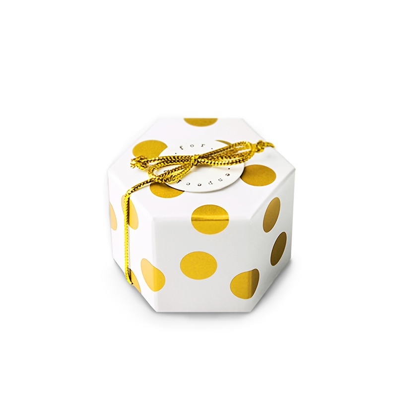 10 pièces/set métallique à motif mixte Boîte à cadeau avec doré petit  hexagone bonbons Boîte pour fête, Mode en ligne
