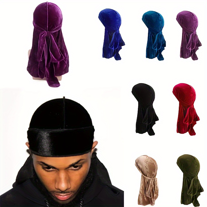 

1/4pcs/set Velvet Durag For Waves, Breathable Head Wraps With Extra Long Tail And Wide Straps For Men Women