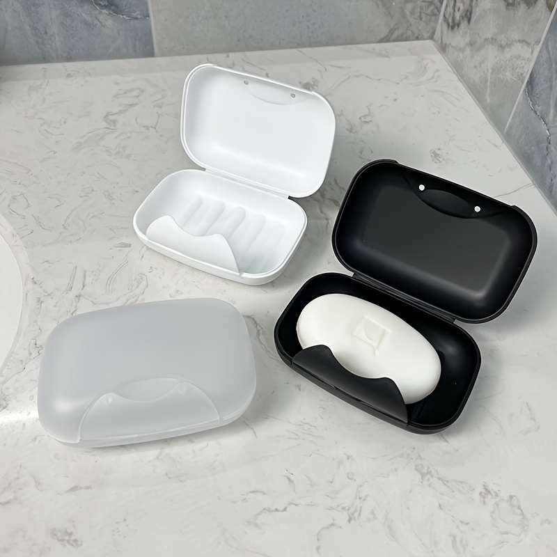 Portasapone Da Viaggio Rotondo Con Coperchio - Set Da 2 Pezzi, Blu E Bianco, Materiale PP/PE, Dimensioni 9.9x9.9x4.7 Cm - 3