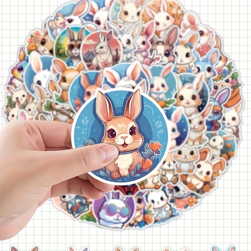 Lindo conejo de dibujos animados pegatinas de dibujos animados niñas  pequeñas pegatinas set kawaii decoración washi pegatinas encantador conejo  niño
