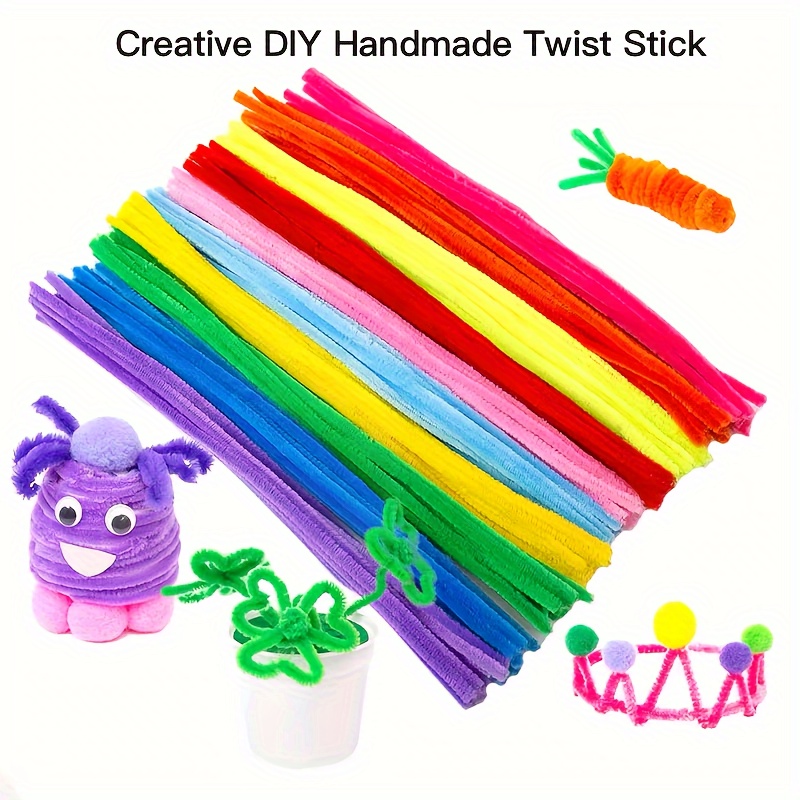 Colorful Fuzzy Sticks Diy Flower Material Plush Twist Stick - Temu