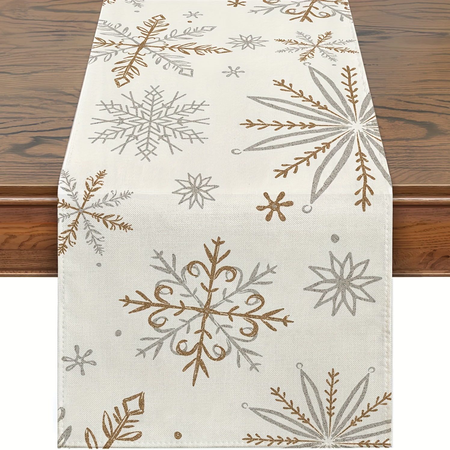 Winter Table Runner Snowflake Decorations White Golden - Temu