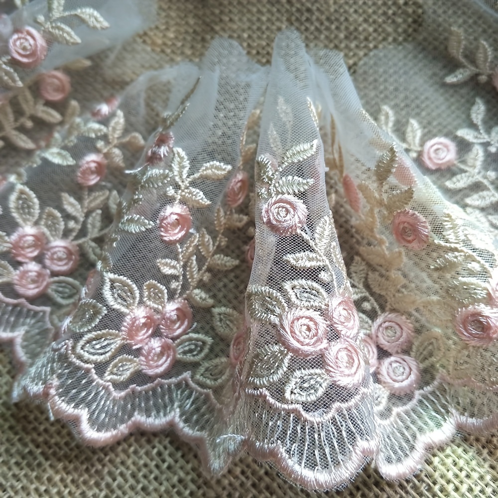 

1 Yard Vintage Embroidered Lace Edge Trim Ribbon Wedding Applique Diy Sewing Craft