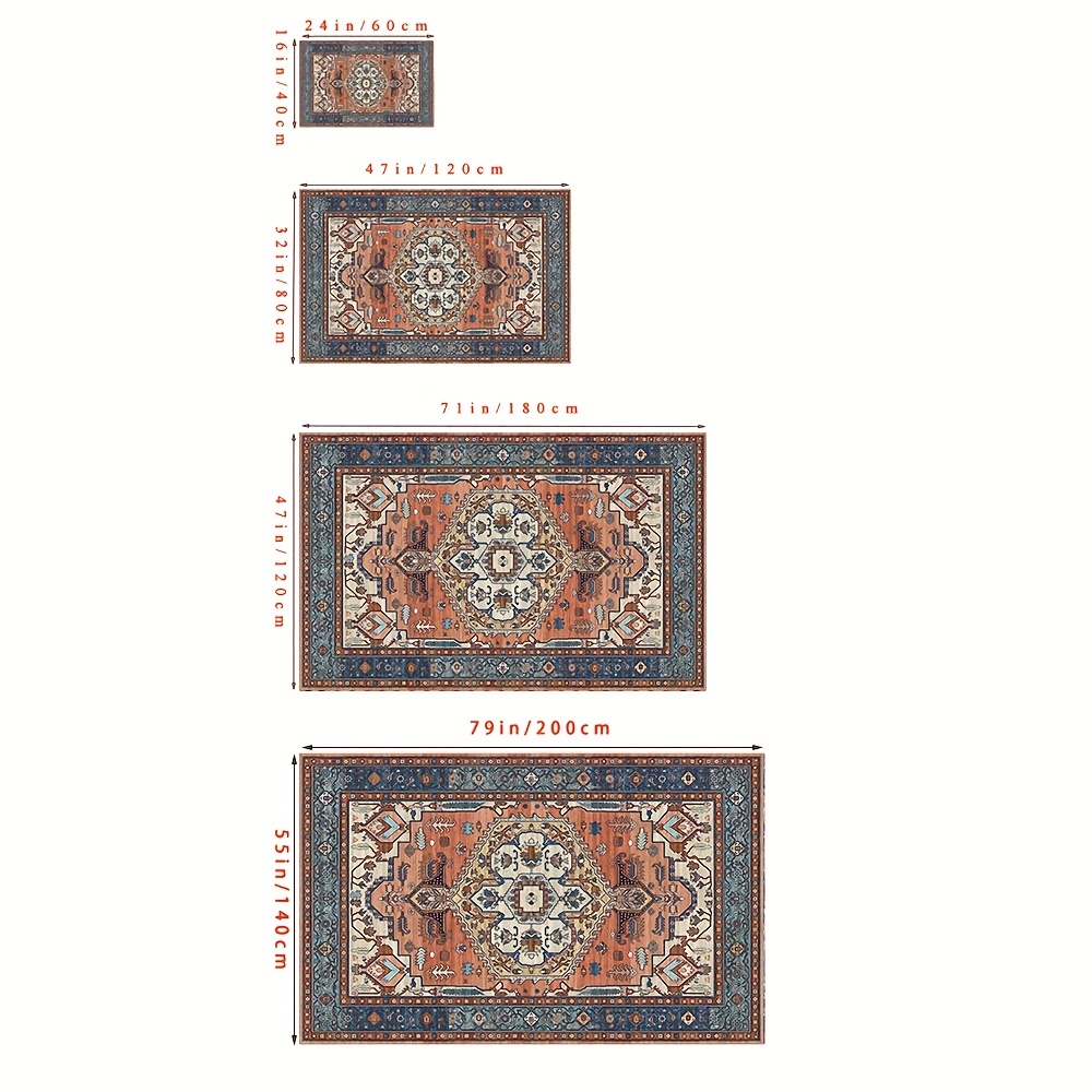 RUGxDJ Boho Small Area Rug Persian 2x3 Entryway Rugs Indoor Throw Rug with  Rubber Backing Washable Kitchen Rug Non Slip Floral Accent Doormat Thin