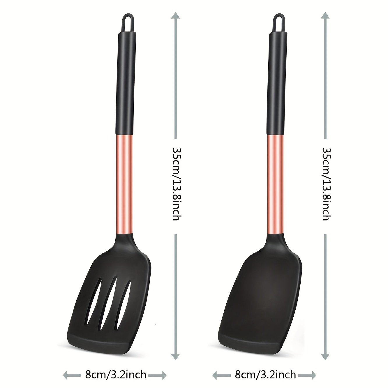 Pack of 2 Silicone Solid Turner,Non Stick Slotted Kitchen Spatulas,High Heat Resistant BPA Free Cooking Utensils,Ideal Cookware for Fish,Eggs