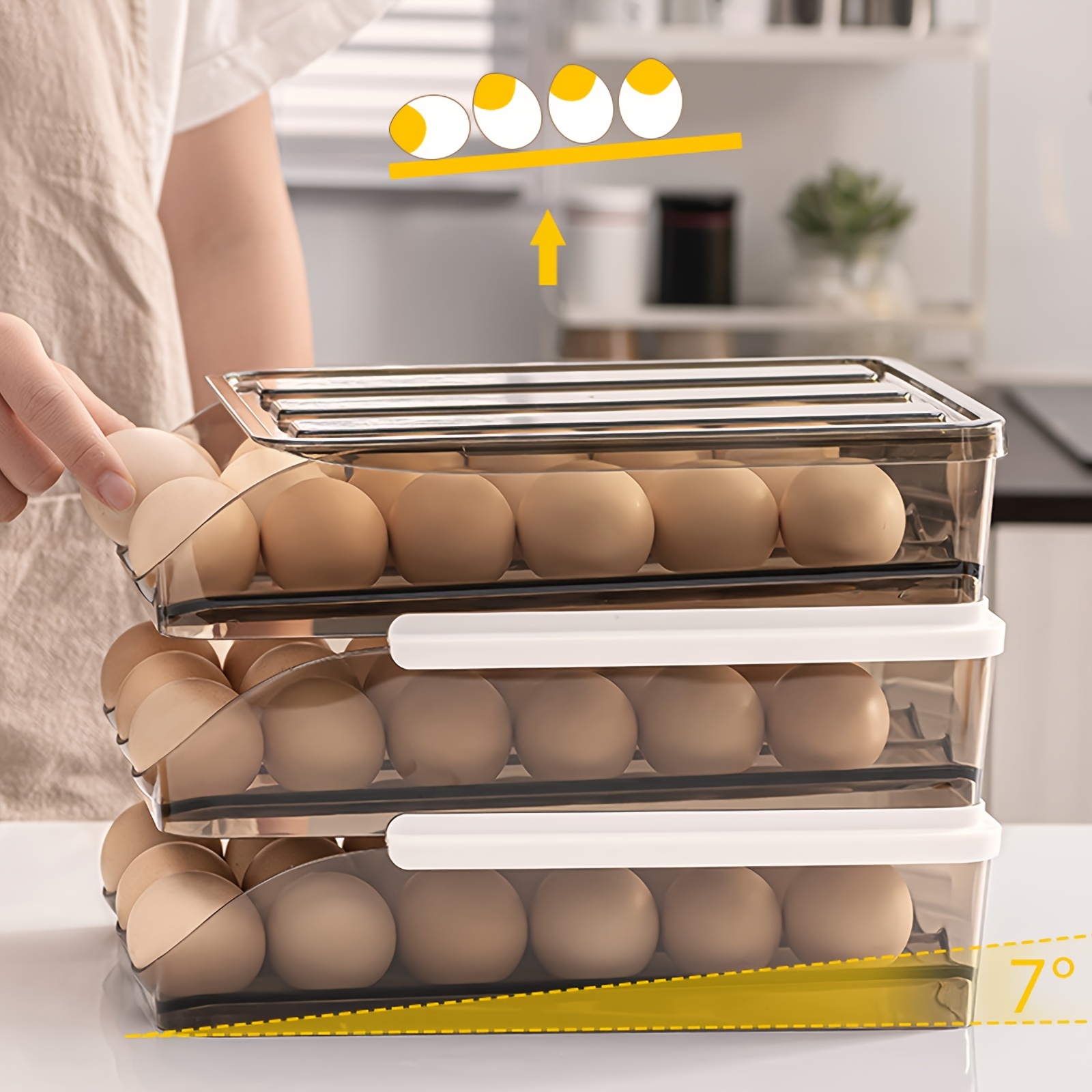 1pc 2 Capa Gran Capacidad Porta Huevos Refrigerador, Contenedor  Almacenamiento Huevos Organizador, Contenedores Apilables Plástico  Transparente, Organizador Huevos Refrigerador Asas, Porta Huevos Doméstico  Refrigerador - Herramientas Hogar - Temu