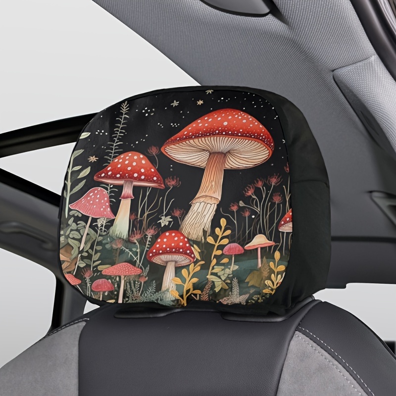 Red Mushroom Car Accessories Headrest Covers Aesthetic Plant - Temu