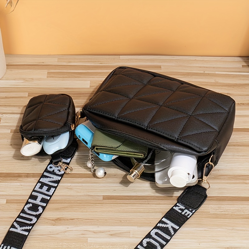 Mini Square Crossbody Bag With A Mini Bag, Pu Leather Textured Bag Purse,  Classic Fashion Versatile Shoulder Bag - Temu