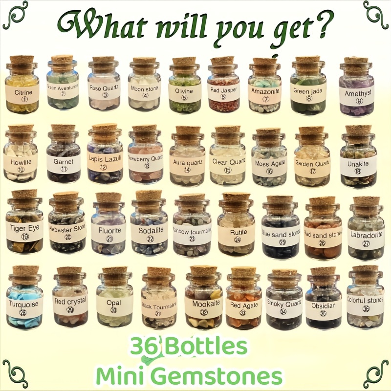 Crystals for Witchcraft in Jars 30 PCS - Real Witch Crystals in a