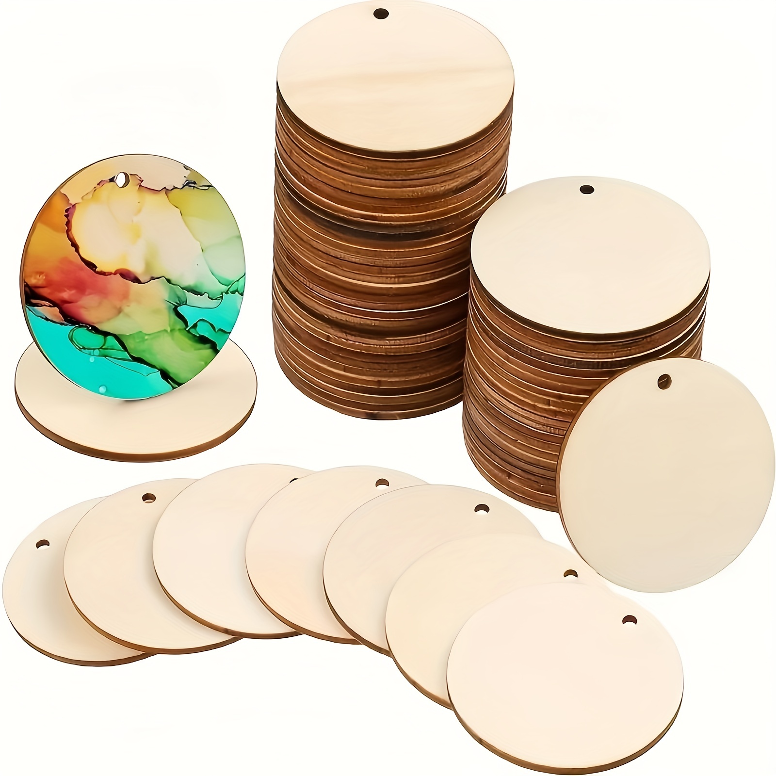 Package of 25 Round Disc Unfinished Wood Cutouts Ready to Be