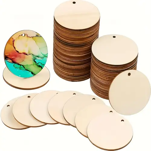 Unfinished Wood Circles With Holes Diy Crafts Blank Wood - Temu