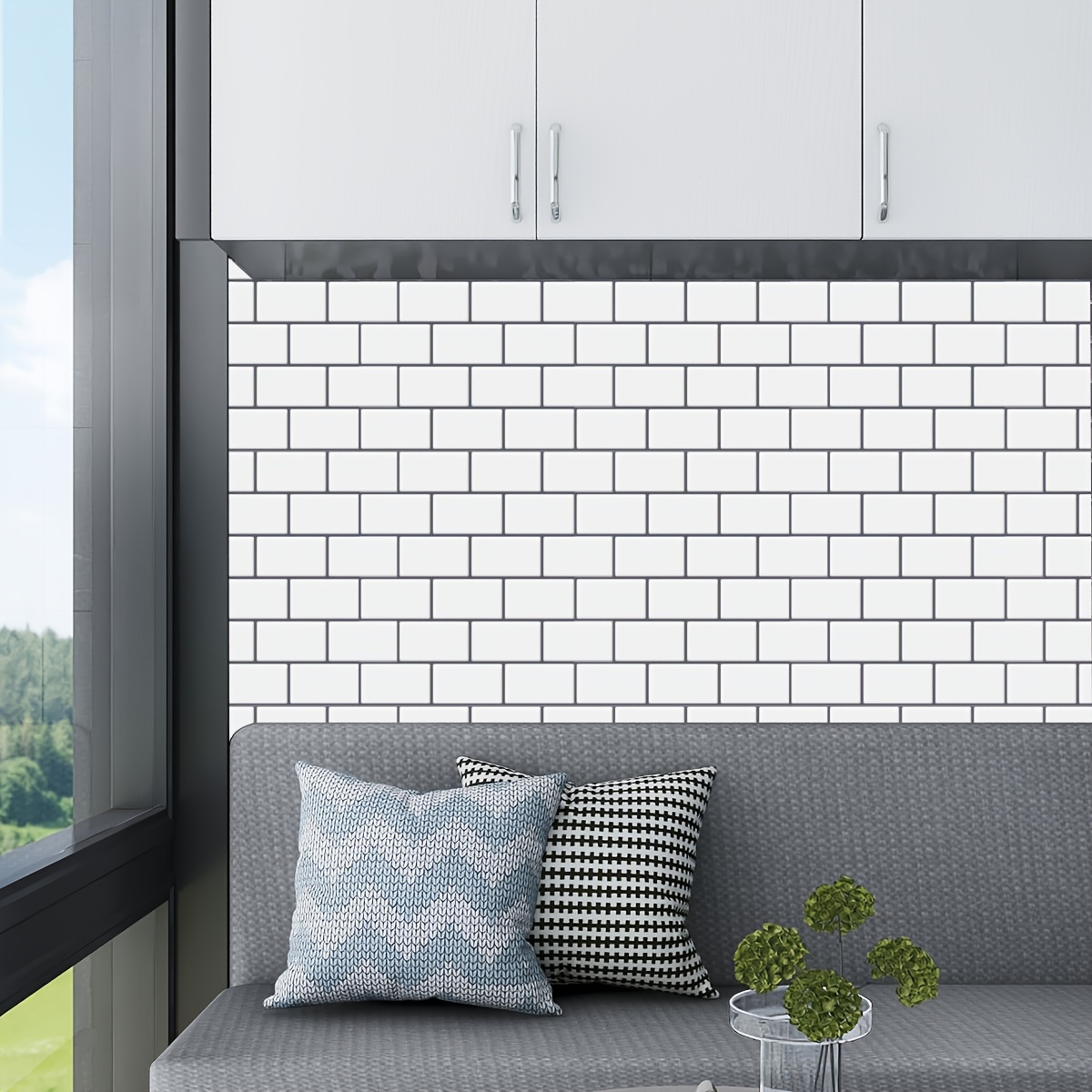 10 Sheets Waterproof 3D Tile Stickers Kitchen Bathroom Backsplash