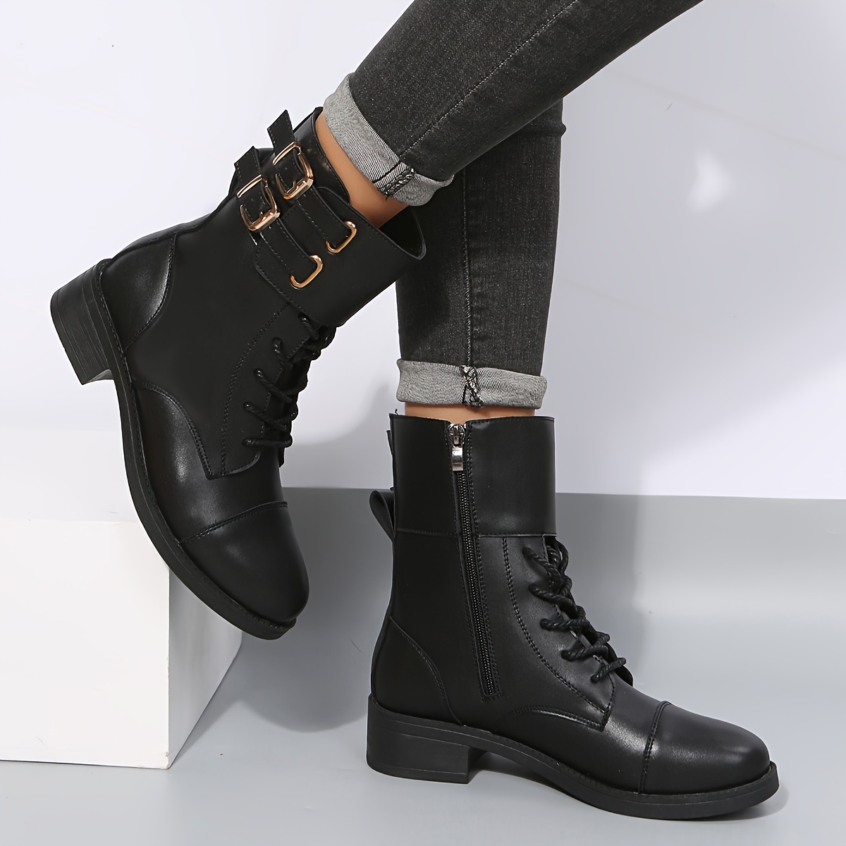 

Chic Women's Mid-calf Boots - Fashionable Round Toe With Chunky Heel, For All ,