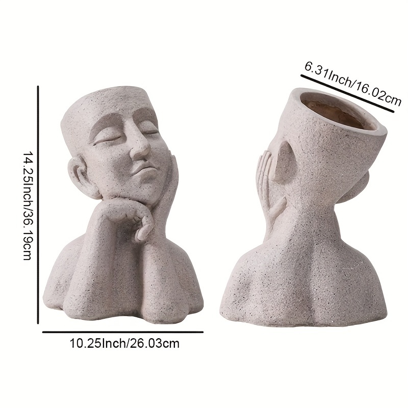 1pc Busto Testa Fioriera In Cemento Fioriera In Cemento Piccolo Vaso  Cemento Vaso Viso Fioriera In Cemento Faccia Statua Vaso Piante Fioriera  Aria Vaso Fiori In Cemento Vasi Fioriera Piante Grasse