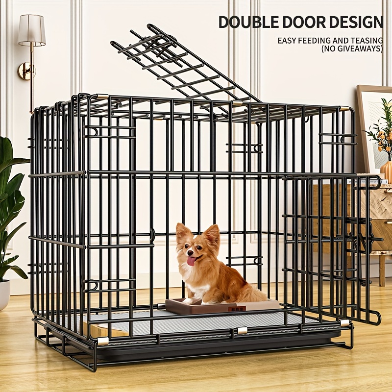 Vounot cage pour chien pliable avec 2 portes verrouillable plateau amovible  et housse de protection 122x75x81cm - Conforama