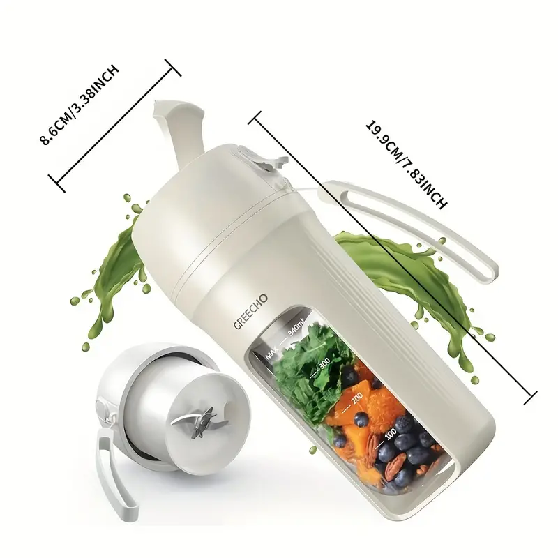 portable blender one handed drinking mini blender for shakes and smoothies 12 oz personal blender with rechargeable usb made with bpa free material portable juicer matte white details 0