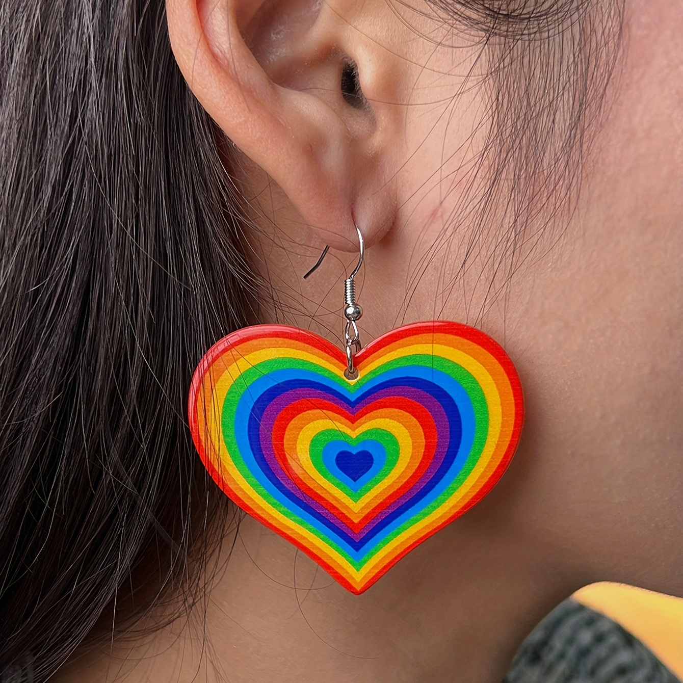Buy Elegant Rhinestone Heart Shaped Dangle Earrings-Rainbow for Women  Online in India