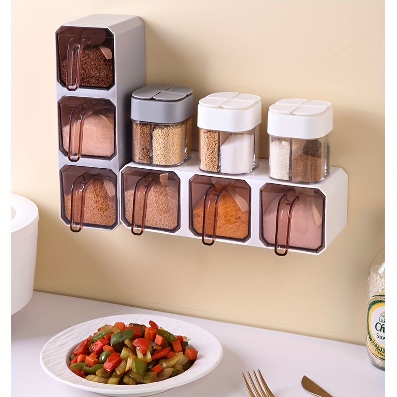 Wall Mounted Spice Organizer Adhesive Seasoning Storage Box - Temu