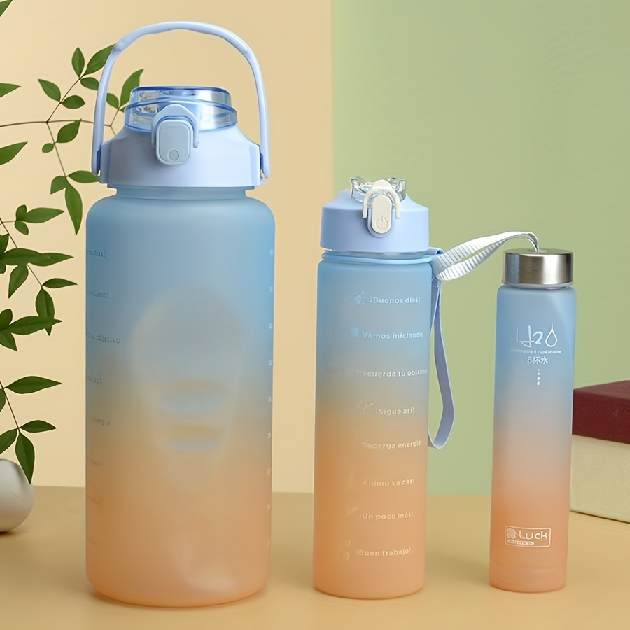 Gradient Water Bottle Set Portable Leakproof Bpa Free - Temu