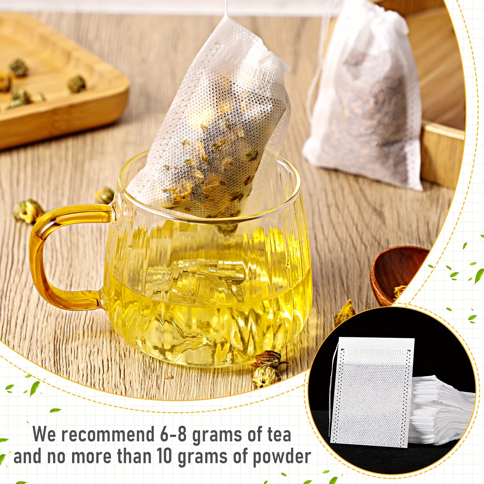 Disposable Drawstring Tea Bags Loose Leaf, Spices, and Coffee  Filtration Ideal for Bath, Cooking, and Coffee Enthusiasts, Bath Tea Bag