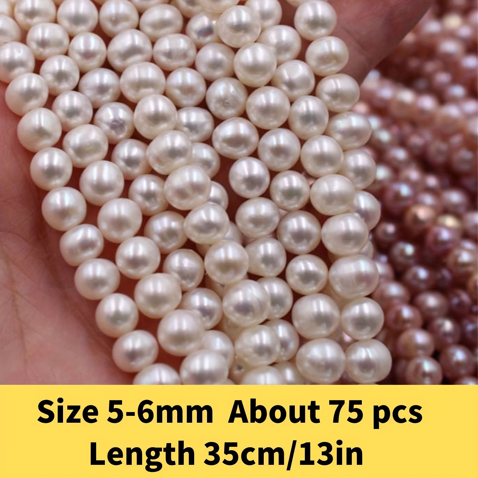 Freshwater Pearls Champagne Beige Color Almost Round 6mm x 5mm Beads Strand  16