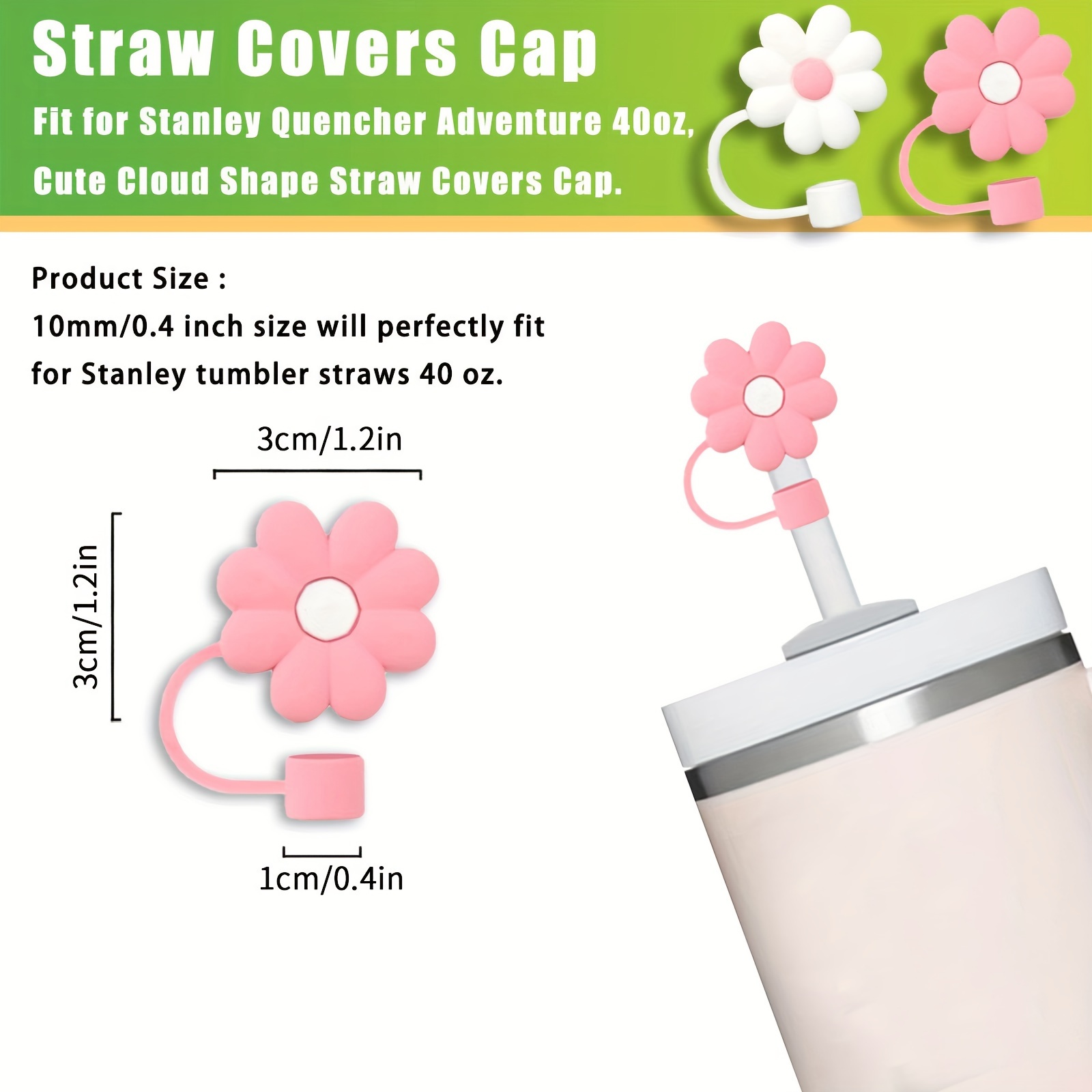  4Pcs Straw Cover Cap for Stanley Cup,Silicone Straw Topper  Compatible with 30&40 Oz Tumbler with Handle,Straw Tip Covers 10mm for Stanley  Cups Accessories (4PCS) : Everything Else