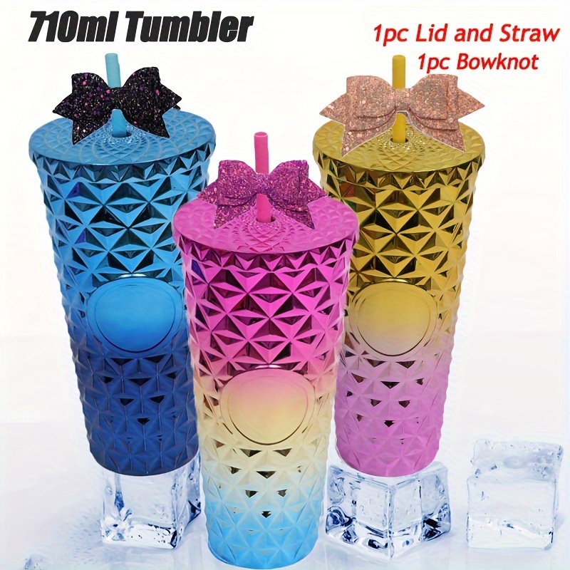KALLORY 4pcs Bow Straw Topper, Bowknot Tumbler Decorative Toppers Glitter  Drinking Straw Decor Topper Attachment Mold for Home