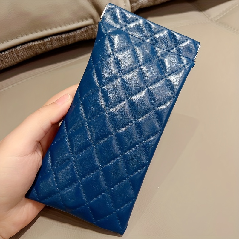 Rhombus PU Leather Glasses Pouch for Sunglasses & Reading Glasses