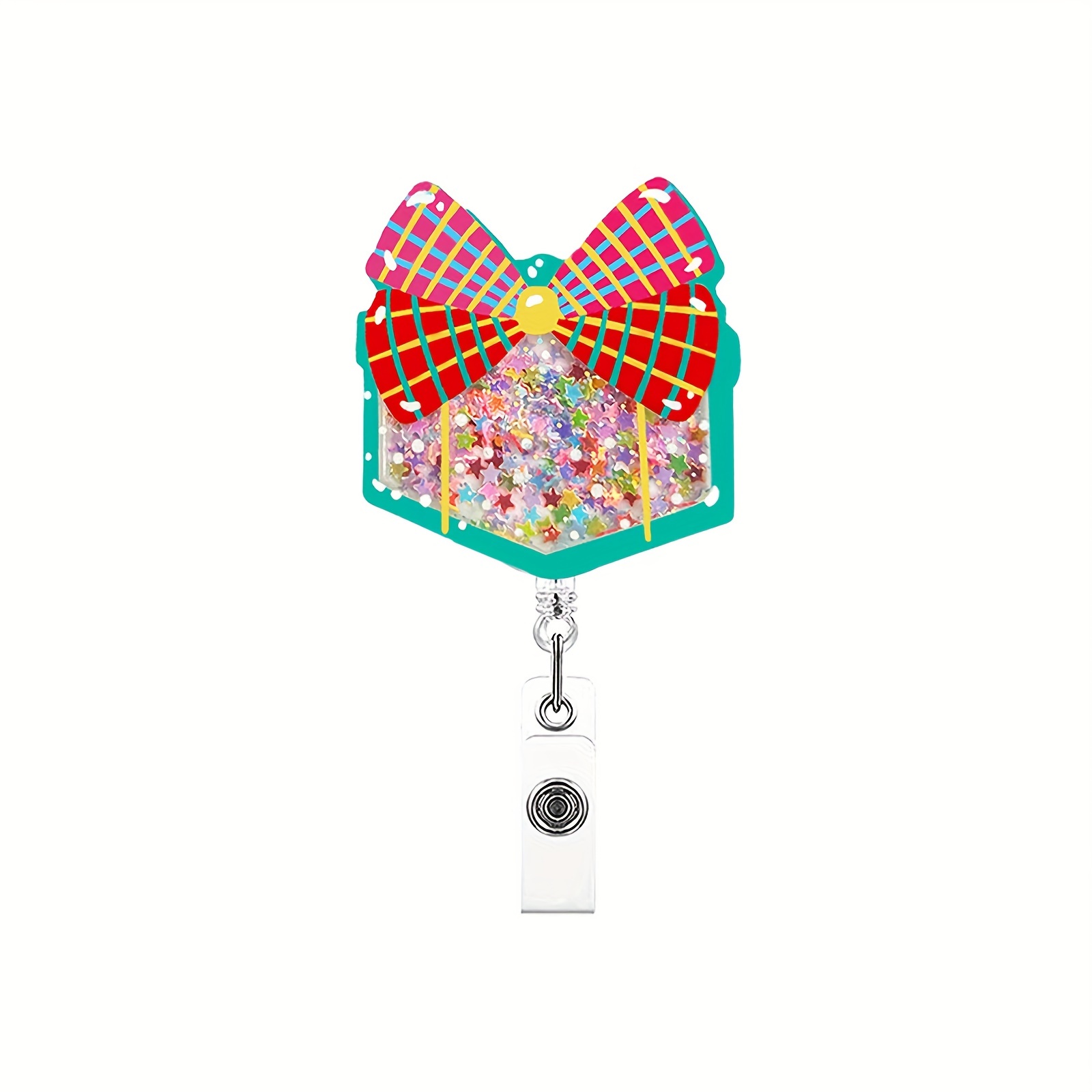 Acrylic Cute Santa Claus Snowflake Bell Retractable Badge Id - Temu