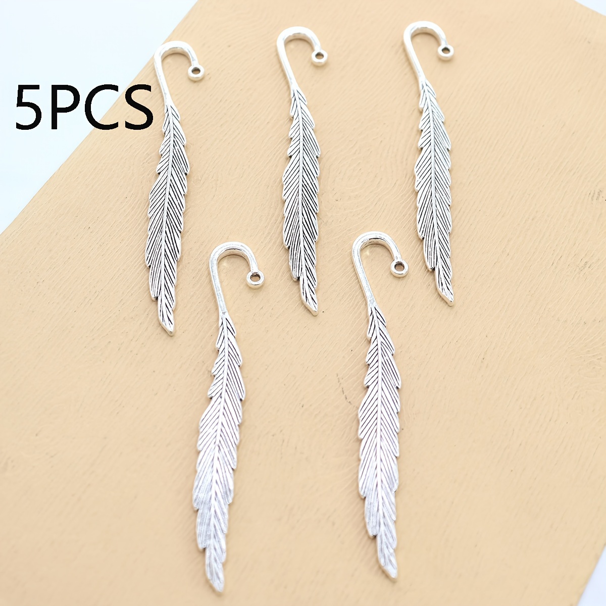Image of 5pcs/20pcs Alloy Vintage Feather Book Pendants/feather Bookmark Rods 1.3*8cm Diy Academic Style Gift For , Literature Lover Gift, Suitable For Jewelry And Stationery Making
